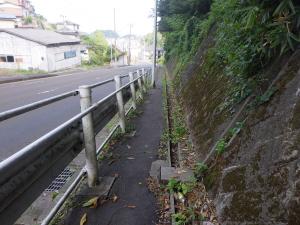 梅の宮　歩道に草が生えて歩きにくい　除草作業後
